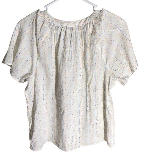 Loft outlet size Small Top short sleeve Blouse white with textured stitching - Picture 2 of 4